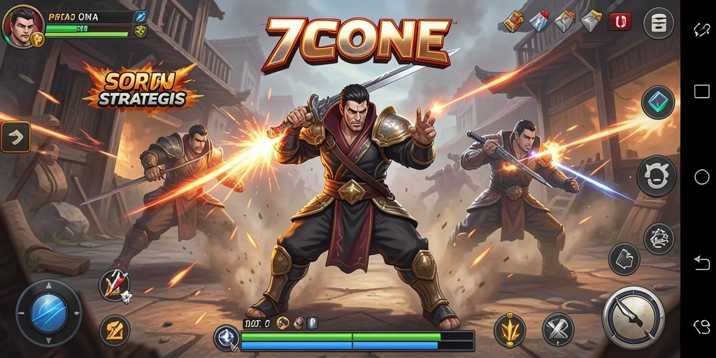 Screenshot gameplay 7CONE menampilkan aksi adu jotos yang mendebarkan.
