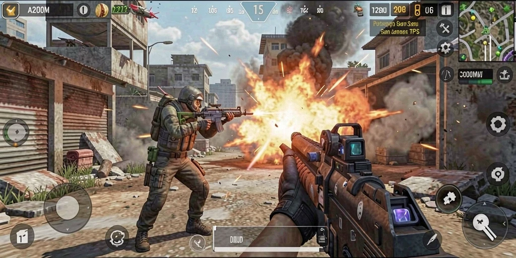 Tampilan gameplay seru A200M dalam aksi TPS yang mendebarkan.