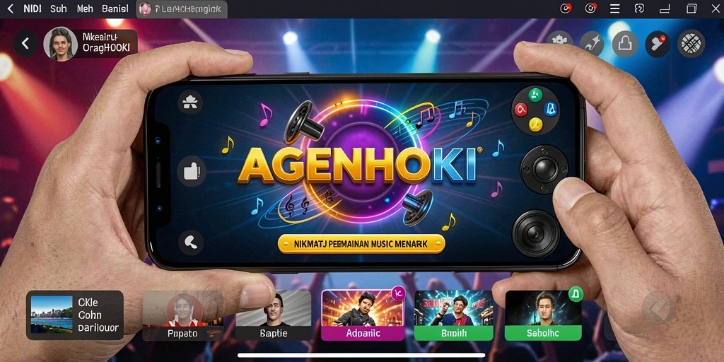 Screenshot dari AGENHOKI menunjukkan pengalaman permainan musik yang seru.