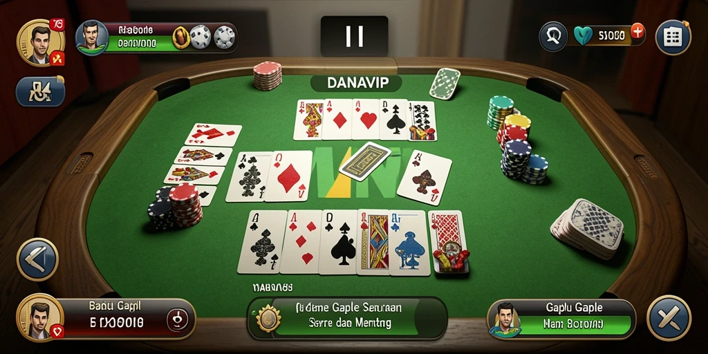 Screenshot gameplay DANAVIP menampilkan keseruan permainan Gaple.