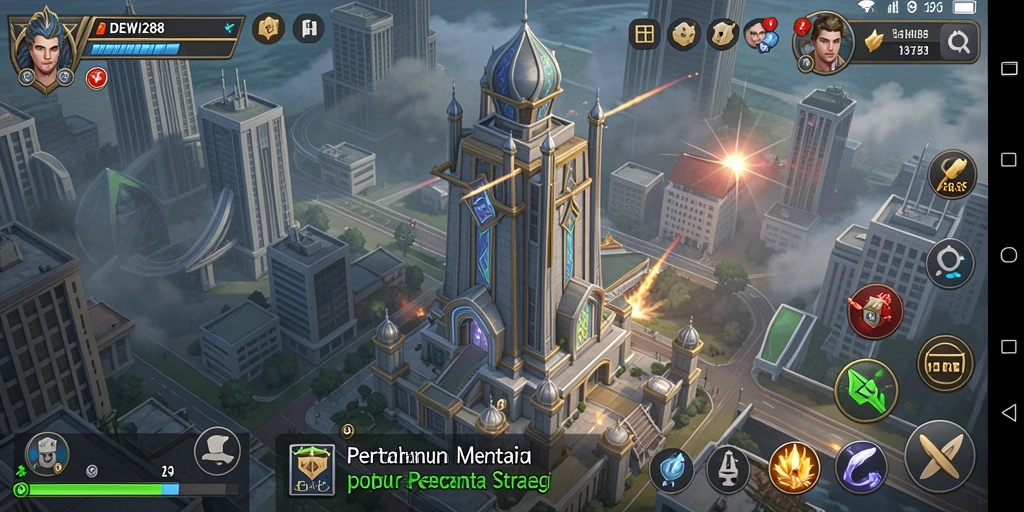 Screenshot gameplay Tower Defense DEWI288 yang penuh aksi.