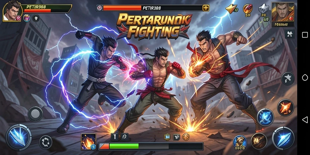 Screenshot PETIR388 menunjukkan aksi pertarungan yang seru dan mendebarkan.