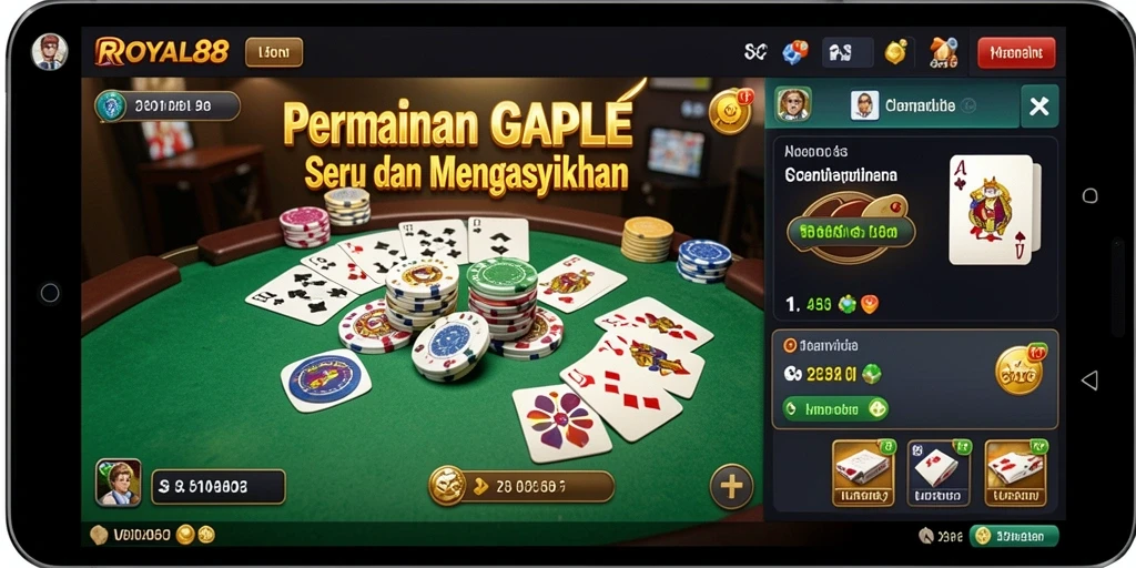 Tampilan gameplay seru di ROYAL88 dengan tema Gaple.