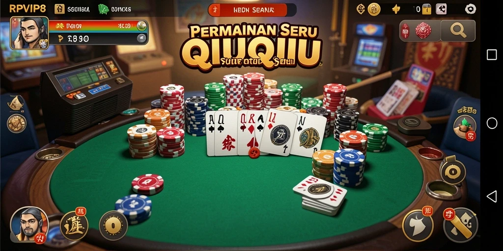 Screenshot RPVIP8 menampilkan pemain dalam aksi permainan QiuQiu.