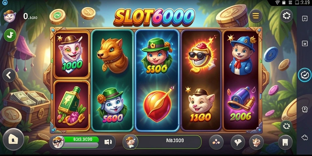Tampilan gameplay SLOT6000 yang menarik dan penuh warna.