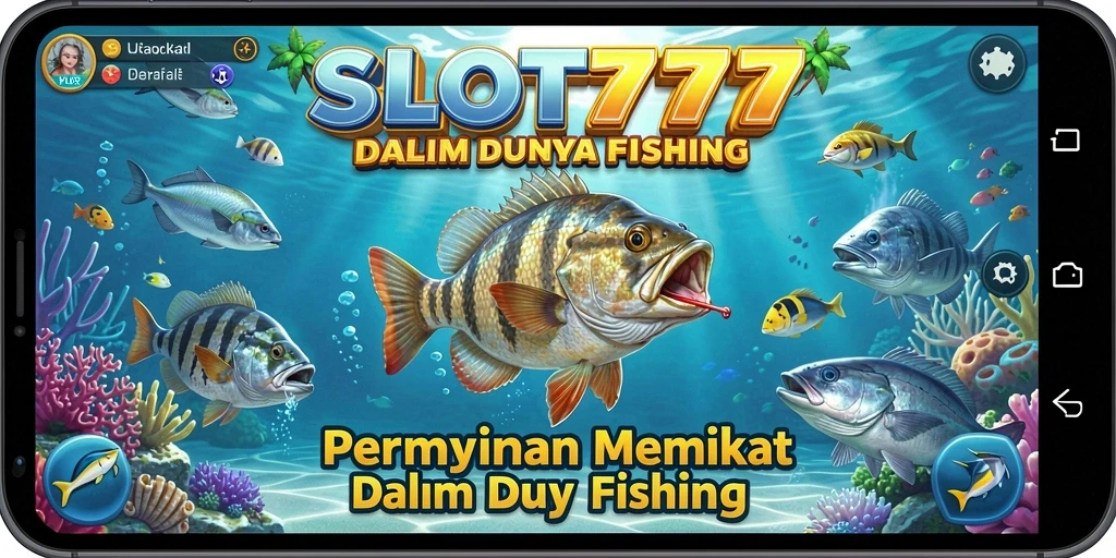 Screenshot utama SLOT777 menampilkan gameplay menarik saat menangkap ikan.