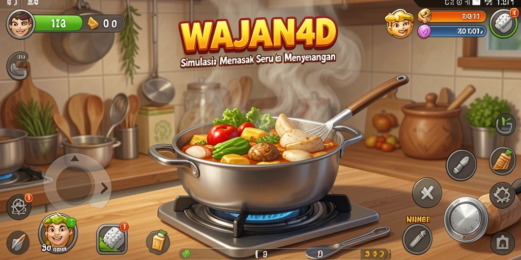Tampilan gameplay menarik dari WAJAN4D saat memasak hidangan.